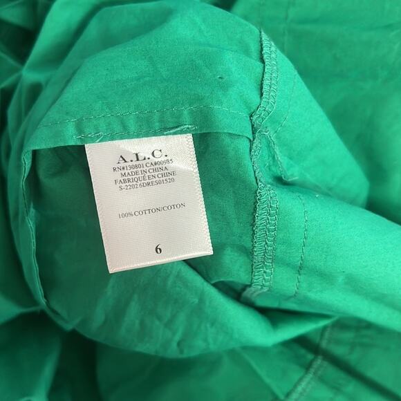 A.L.C. Alexia Cutout Cotton Poplin Tiered Viridian Green Mini Dress Size 6 - Picture 12 of 12
